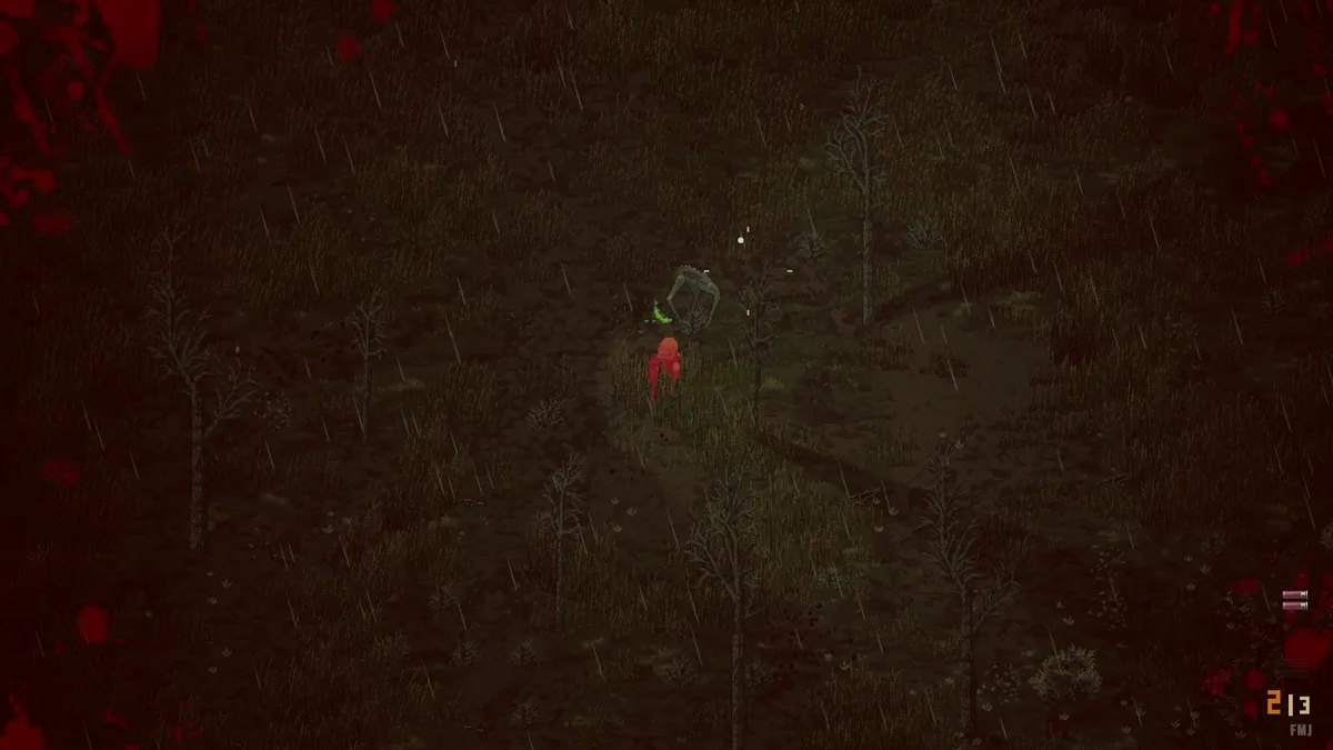 Scavland large dark quadruped wading through murky swamp water toward the player — official in-game screenshot