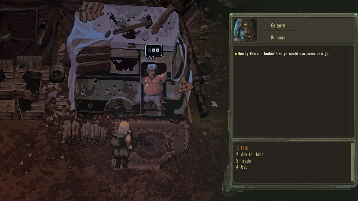 Scavland journal sidebar showing an active objective, its money and reputation rewards, and the Jobs, Map, and Relations tabs — official in-game screenshot